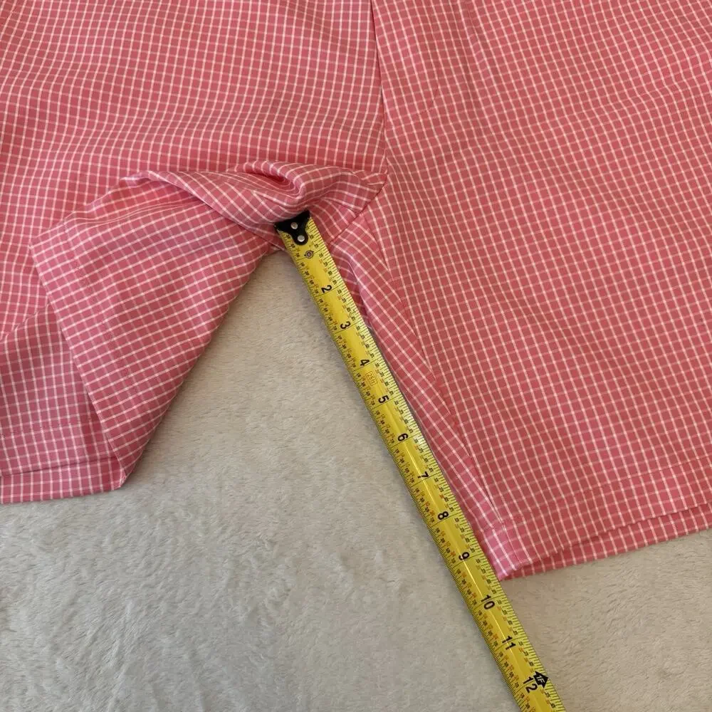 Peter Millar Men's Pink/White Check Chino Shorts Cotton Flat Front 10